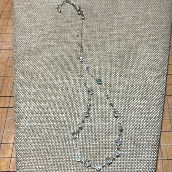 Necklace Combo Silver White Floral 22” and Delicate Floating Iridescent Bead 18” - Picture 9 of 14